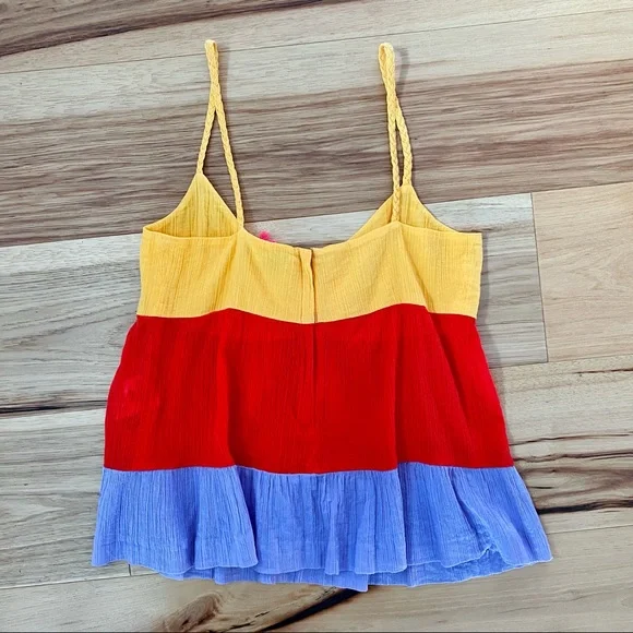 See By Chloe Ruffled Bow Braided Strap Colorblock Tank NWT - Picture 3 of 12